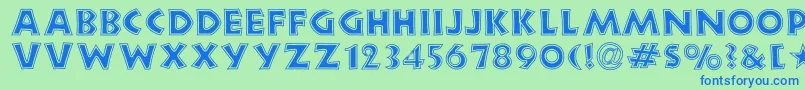 New Land Contour-Schriftart – Blaue Schriften auf grünem Hintergrund
