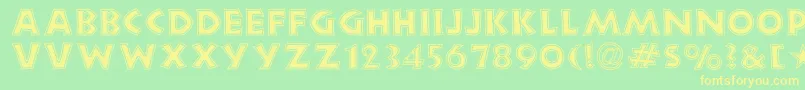 New Land Contour-Schriftart – Gelbe Schriften auf grünem Hintergrund