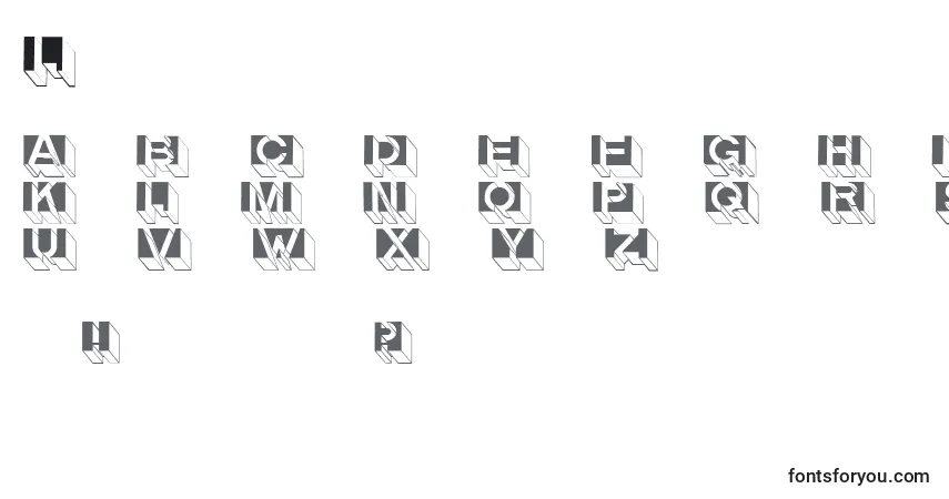Schriftart Letterbuildings – Alphabet, Zahlen, spezielle Symbole