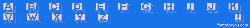 Letterbuildings Font – Pink Fonts on Blue Background