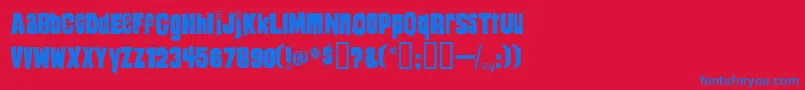 HeyYouGuys-Schriftart – Blaue Schriften auf rotem Hintergrund