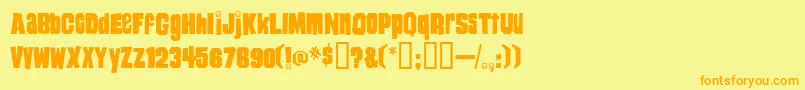 HeyYouGuys-fontti – oranssit fontit keltaisella taustalla