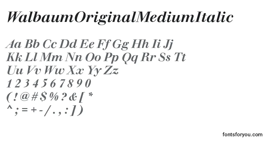 A fonte WalbaumOriginalMediumItalic – alfabeto, números, caracteres especiais
