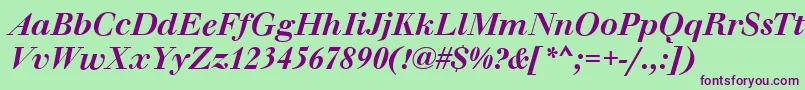 WalbaumOriginalMediumItalic Font – Purple Fonts on Green Background