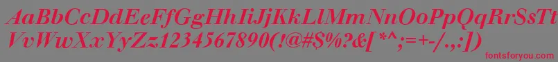 フォントWalbaumOriginalMediumItalic – 赤い文字の灰色の背景