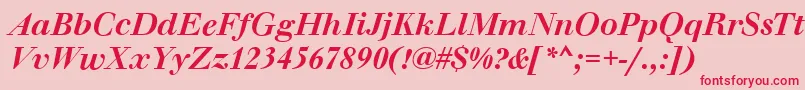 Czcionka WalbaumOriginalMediumItalic – czerwone czcionki na różowym tle