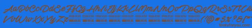 ActoniahandPersonal Font – Brown Fonts on Blue Background