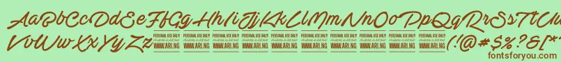 ActoniahandPersonal Font – Brown Fonts on Green Background