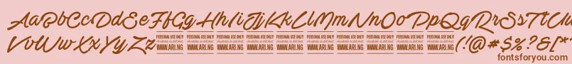 ActoniahandPersonal Font – Brown Fonts on Pink Background