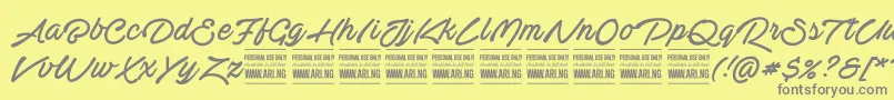 ActoniahandPersonal Font – Gray Fonts on Yellow Background