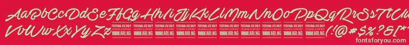 ActoniahandPersonal Font – Green Fonts on Red Background