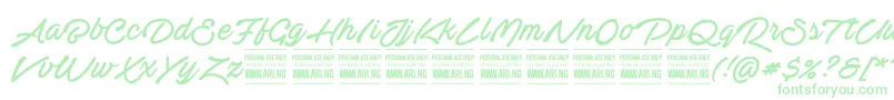 ActoniahandPersonal-Schriftart – Grüne Schriften auf weißem Hintergrund