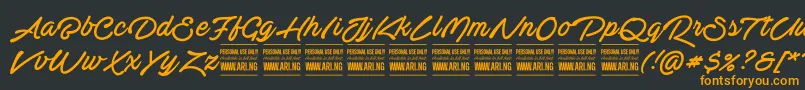 ActoniahandPersonal Font – Orange Fonts on Black Background