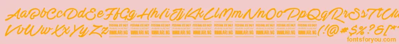 ActoniahandPersonal Font – Orange Fonts on Pink Background