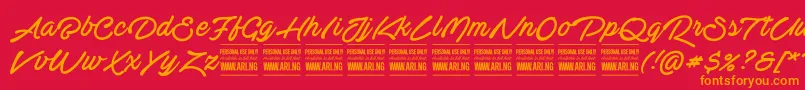 ActoniahandPersonal Font – Orange Fonts on Red Background