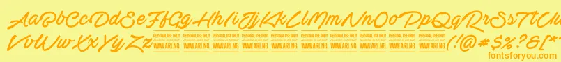 ActoniahandPersonal Font – Orange Fonts on Yellow Background