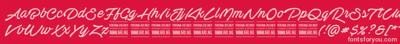 ActoniahandPersonal Font – Pink Fonts on Red Background