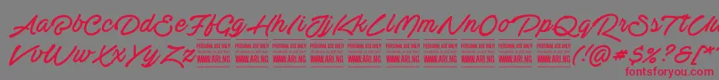 ActoniahandPersonal Font – Red Fonts on Gray Background