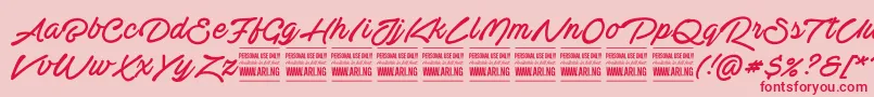 ActoniahandPersonal Font – Red Fonts on Pink Background