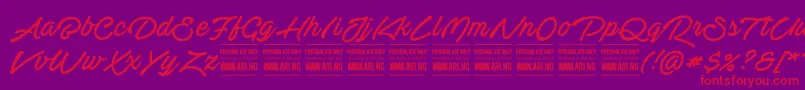 ActoniahandPersonal Font – Red Fonts on Purple Background