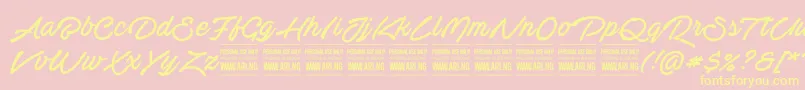 ActoniahandPersonal Font – Yellow Fonts on Pink Background