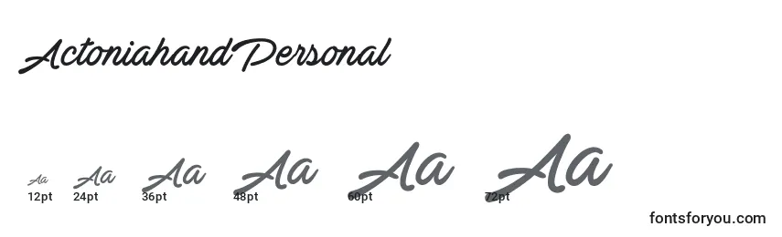 ActoniahandPersonal Font Sizes