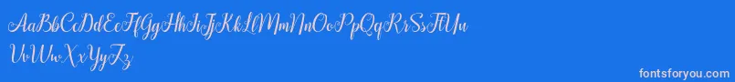 HellifaDemo-Schriftart – Rosa Schriften auf blauem Hintergrund