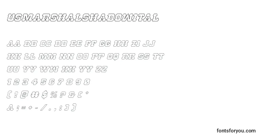 Schriftart Usmarshalshadowital – Alphabet, Zahlen, spezielle Symbole