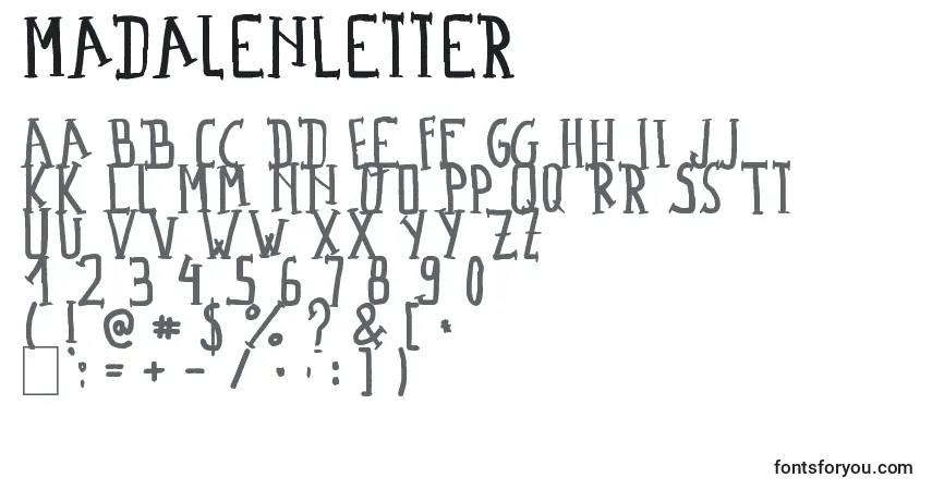 A fonte MadalenLetter – alfabeto, números, caracteres especiais