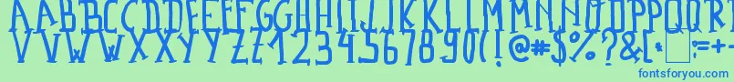 MadalenLetter-Schriftart – Blaue Schriften auf grünem Hintergrund