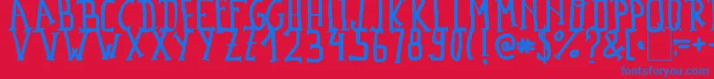 MadalenLetter Font – Blue Fonts on Red Background