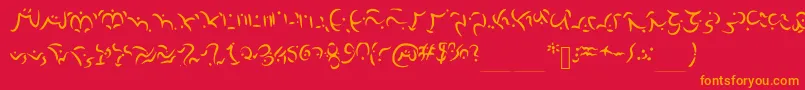 Elvish-Schriftart – Orangefarbene Schriften auf rotem Hintergrund