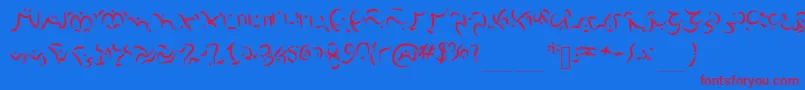 フォントElvish – 赤い文字の青い背景