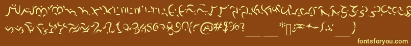 Elvish-fontti – keltaiset fontit ruskealla taustalla