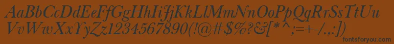 Czcionka BaskervilleClassicoItalic – czarne czcionki na brązowym tle