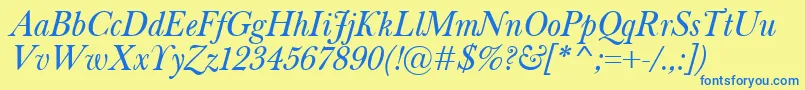 Więcej informacji o czcionce BaskervilleClassicoItalic Czcionka BaskervilleClassicoItalic – niebieskie czcionki na żółtym tle