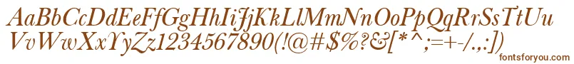 フォントBaskervilleClassicoItalic – 白い背景に茶色のフォント