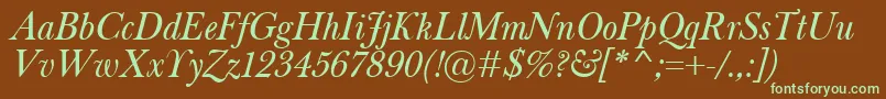 Шрифт BaskervilleClassicoItalic – зелёные шрифты на коричневом фоне