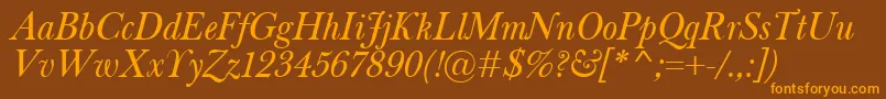 BaskervilleClassicoItalic Font – Orange Fonts on Brown Background