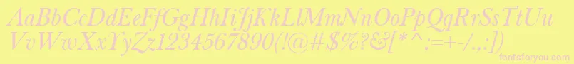 BaskervilleClassicoItalic Font – Pink Fonts on Yellow Background