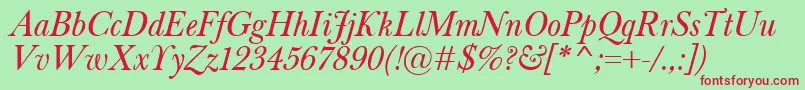 BaskervilleClassicoItalic Font – Red Fonts on Green Background