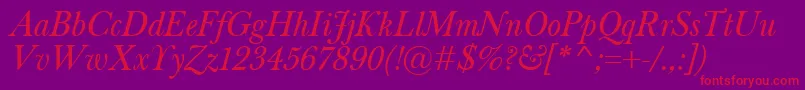 BaskervilleClassicoItalic Font – Red Fonts on Purple Background