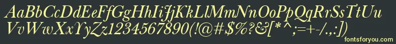 BaskervilleClassicoItalic Font – Yellow Fonts on Black Background