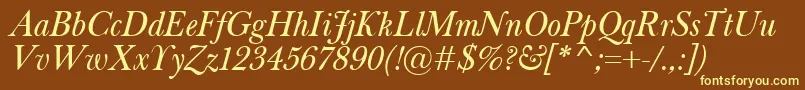 Шрифт BaskervilleClassicoItalic – жёлтые шрифты на коричневом фоне