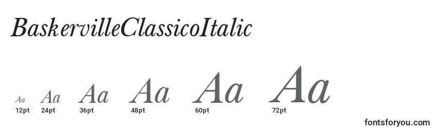 BaskervilleClassicoItalic Font Sizes