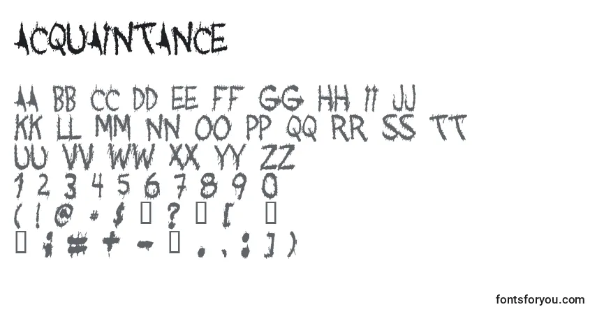 Schriftart Acquaintance – Alphabet, Zahlen, spezielle Symbole