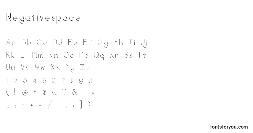 Negativespace-fontti – aakkoset, numerot, erikoismerkit