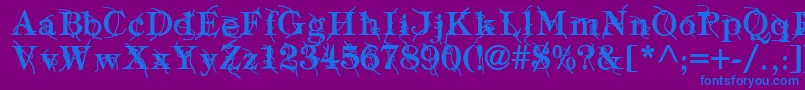 Fonte TypographyTiesBold – fontes azuis em um fundo violeta