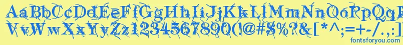 TypographyTiesBold-fontti – siniset fontit keltaisella taustalla