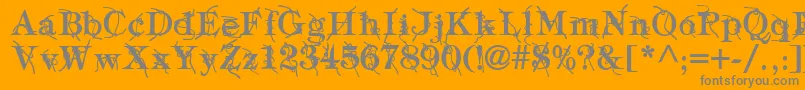 Fonte TypographyTiesBold – fontes cinzas em um fundo laranja